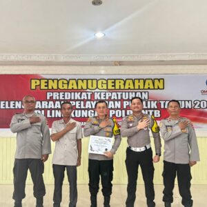 Polres Sumbawa Barat Raih Penghargaan Pelayanan Publik Terbaik 2024 dari Ombudsman NTB