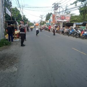 Sat lantas Polres Lombok Utara Laksanakan Strong Poin Ciptakan Kamseltibcar Lantas