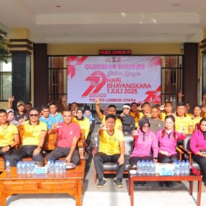 Jalin Kekompakan, Polres Lombok Utara Adakan Olahrga Bersama TNI,Pemda dan Bhayangkari