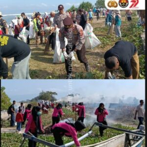 Jaga Kebersihan Pasca Festival Lakey 2025, Bupati Dompu dan Kapolsek Hu’u Pimpin Kerja Bakti Bersama