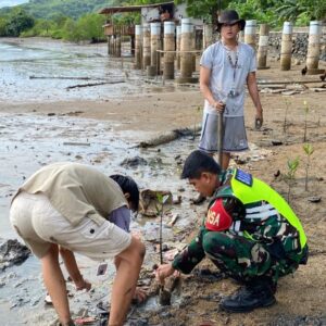 Sinergi Babinsa dan Mahasiswa Unram Hijaukan Pesisir Sekotong